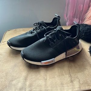 Adidas black and white sneakers white holographic stripe